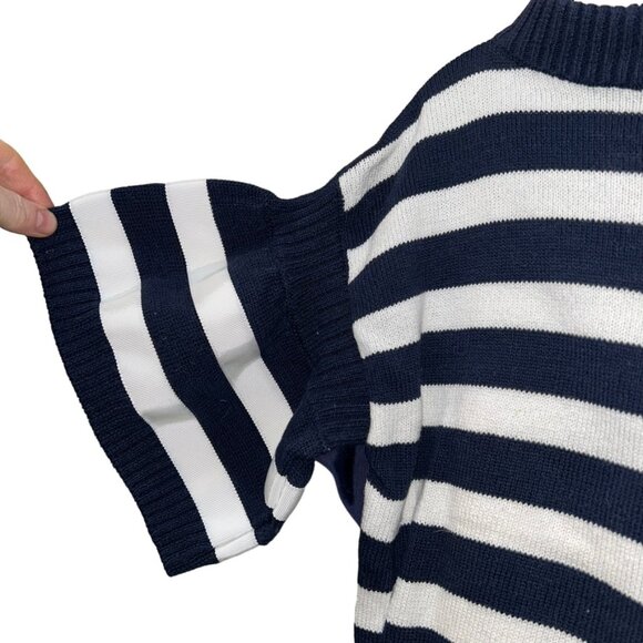 sacai luck french breton striped silk grosgrain ribbon flutter sleeve kn… - Picture 3 of 4